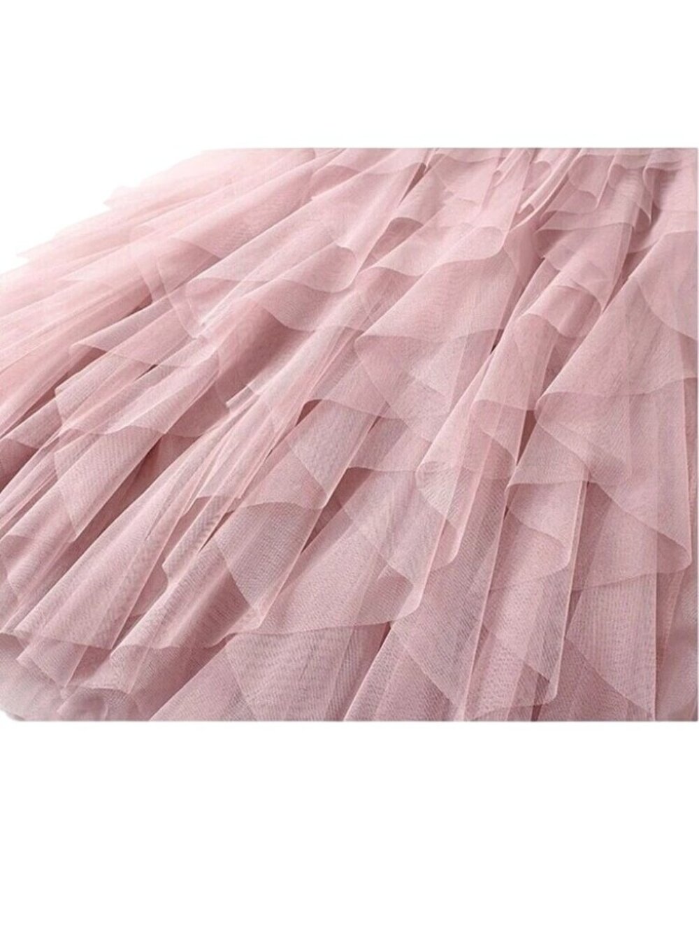 New Layered Blush Pink Tulle Maxi S/M Skirt With Elastic Waistband - Picture 3 of 6